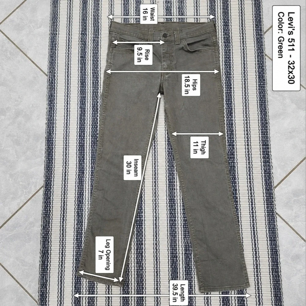 Levis 511 Slim Fit Jeans Mens 32x30 Olive Green Stretch Denim Pants 04511-2342